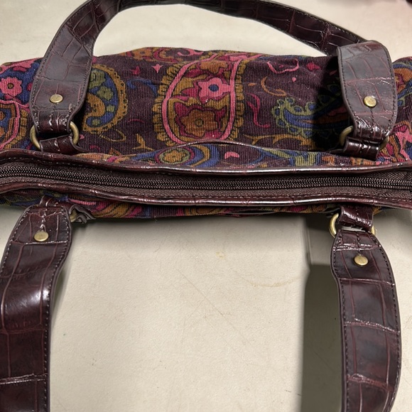 Relic Purple Paisley Corduroy & Vegan Leather Tote Bag - Picture 12 of 12